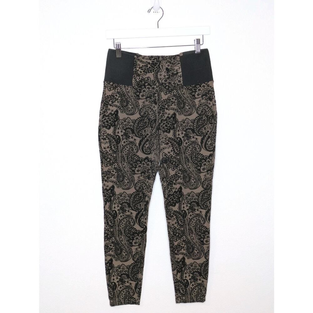 Maurice Paisley Brown Black Textured Stretch Pants Women’s Size M